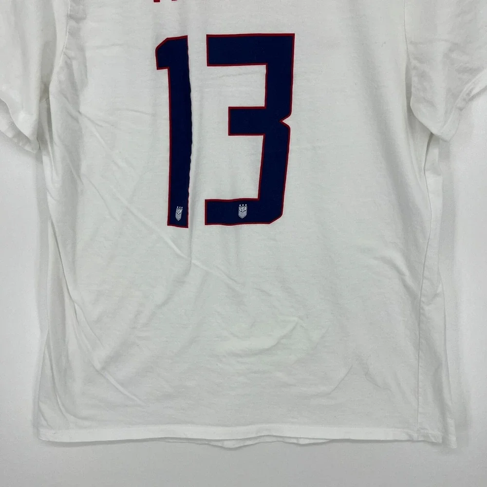 Nike T-Shirt Women's L White‎ US Soccer #13 Alex Morgan USA United States Futbol